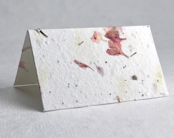 Flower Seed Paper Card Table Card - Pink Flower Petal #24s - Place Card - Name Card - Gift Card