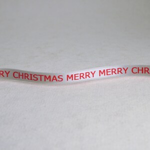Holiday Decorating Merry Merry Christmas Print 3/8 inch Green, White or Red Double Faced Satin Ribbon image 10