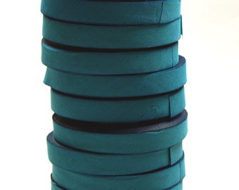 Hand Dyed Silk Ribbon - Teal Blend 056 - 3 yards Bias Cut Length - Five Widths - 1/2", 5/8", 1", 1.5", 2.5"