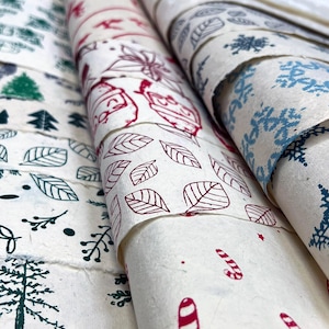 Of The Earth Seed Paper 20x30 handmade sheet gift wrap, wrapping paper, Holiday Collection mixed set