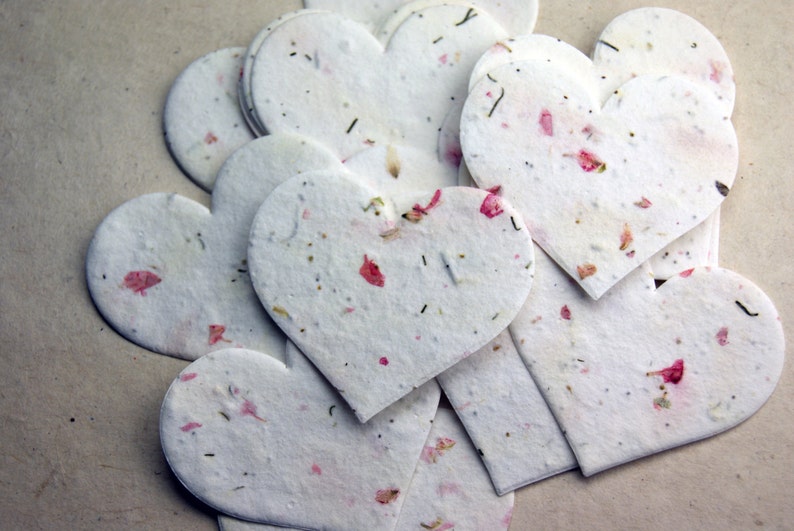 Bulk Pack Seed Paper Hearts 2.85w x 2.5h Wildflower Pink Flower Petals for Weddings or Events 24s, set of 100 image 5