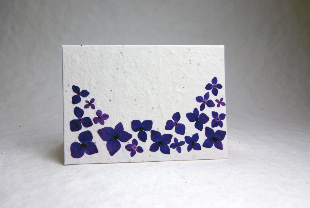 Purple Hydrangea Seed Paper Print Recycled Cotton Blank Notecard Set ...