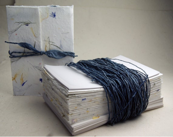 DIY Invitation Kit - Cotton Fiber Earth Friendly Petal embedded Handmade Seed Paper set of 25 6" x 9" Folding