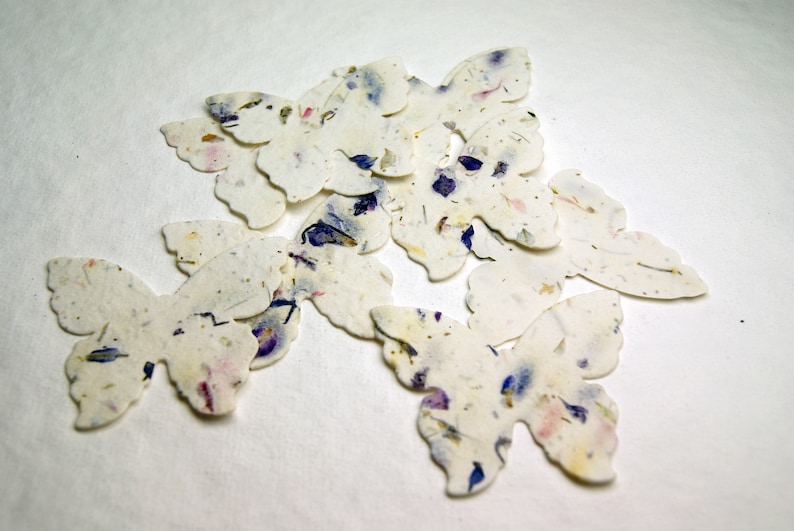 Seed Paper Butterflies 3w x 2.85h 45s Recycled Purple Flower Petals for Weddings or Memorials set of 24 image 6