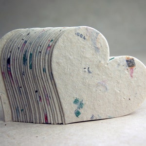 Large Seed Paper Hearts 2.85"w x 2.5"h Wildflower Natural Lotka Recycled Fibers #47s for Weddings or Events set of 24