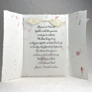 DIY Invitation Kit - Cotton Fiber Earth Friendly Petal embedded Handmade Seed Paper set of 25 6" x 9" Folding image 7