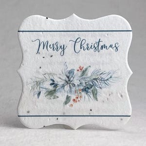 2.5" x 2.5" | Holiday Watercolor Tags | Wildflower Seed Paper Tags | Planting Directions on Reverse | Set of 12 or 96