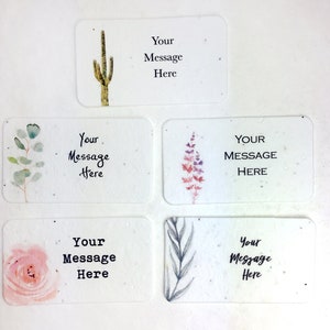 Custom, Personalized Seed Paper Card with Planting Instructions Choose Your Watercolor Art 16 cards 3.5 x 2 inch image 2