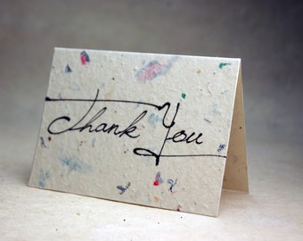 Junk Mail and Wildflower Seeds Handmade Blank Recycled Thank You Cards Set of 3 or 10