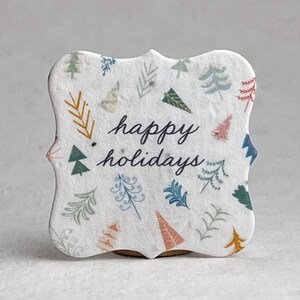 Holiday Watercolor Tree Tags | Wildflower Seed Paper Tags | 1.75" x 1.75" Scalloped | Planting Directions on Reverse | Set of 20 or 100