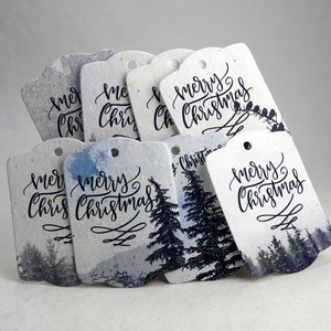 Seed Paper Gift Tags | Merry Christmas Northwest Trees | 3.25" by 2.375" | Mixed Set | Planting Instructions/To-From on Reverse