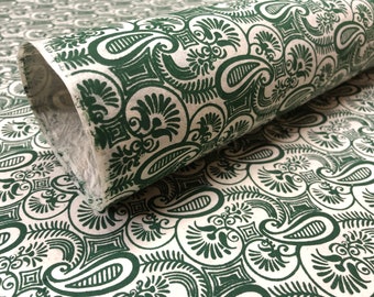 Green Paisley handmade Wrapping Paper gift wrap 3 or 10 sheets