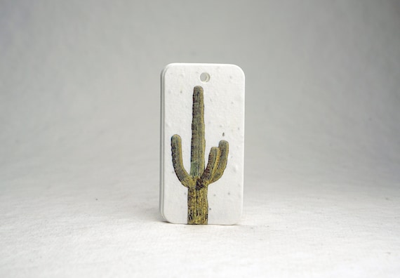 Saguaro Cactus Tag set of 10 Seed Paper hang tags 1.5" x 3"