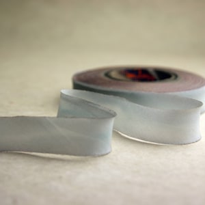 Hand Dyed Silk Ribbon - Pale Grey Variegated Blend 516 - 3 yards Bias Cut Length - Five Widths - 1/2&quot;, 5/8&quot;, 1&quot;, 1.5&quot;, 2.5&quot;