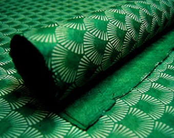 Green Fan pattern handmade Wrapping Paper gift wrap 3 or 10 sheets geometric print