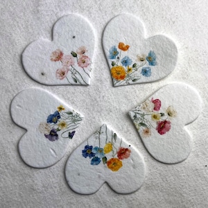 Mixed Poppy Print Seed Paper Hearts 1.75" x 1.5" Wildflower Garden for Weddings or Events