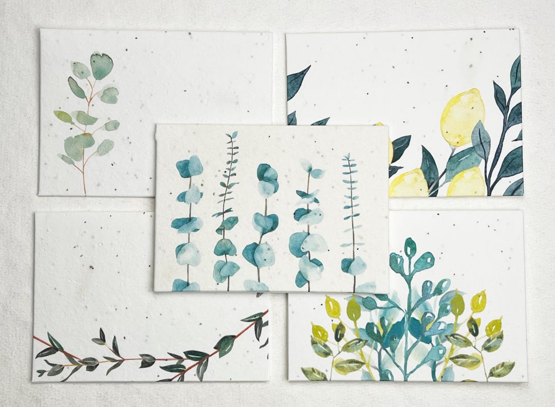 Greenery Cards - Mixed Set | Wildflower Seed Paper Handmade Blank ...