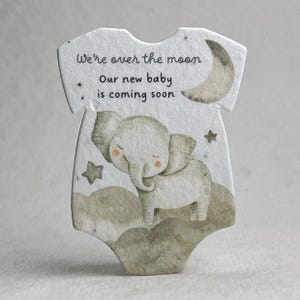 Infant Bodysuit Shape Over The Moon Animals Seed Paper 3" x 2" Wildflower Cotton #10s for Baby Showers