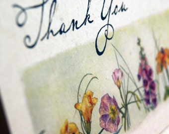 Seed Paper Thank You Cards Blank Inside Recycled Flower Watercolor Garden Wedding Set of 10