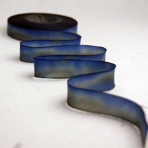 Hand Dyed Silk Ribbon - Blue Bronze Blend 041 - 3 yards Bias Cut Length - Five Widths - 1/2", 5/8", 1", 1.5", 2.5"