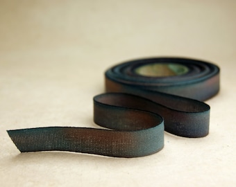 Hand Dyed Cotton Ribbon 15mm 5/8&quot; Earth Tones - three yard cutting Made in the USA #509