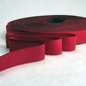 Hand Dyed Cotton Ribbon 15mm 5/8" Holiday Red #153 - three yard cutting - Made in the USA