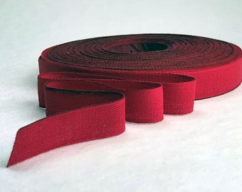 Hand Dyed Cotton Ribbon 15mm 5/8&quot; Holiday Red #153 - three yard cutting - Made in the USA
