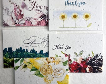 Thank You Cards - Mixed Set | Wildflower Seed Paper Handmade Blank Recycled Card