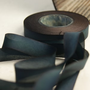 Hand Dyed Silk Ribbon - Black Green - Blend 079 - 3 yard Bias Cut Length - Five Widths - 1/2&quot;, 5/8&quot;, 1&quot;, 1.5&quot;, 2.5&quot;