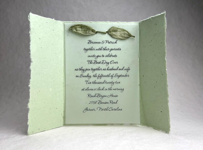 DIY Invitation Kit - Cotton Fiber Earth Friendly Petal embedded Handmade Seed Paper set of 25 6" x 9" Folding image 15