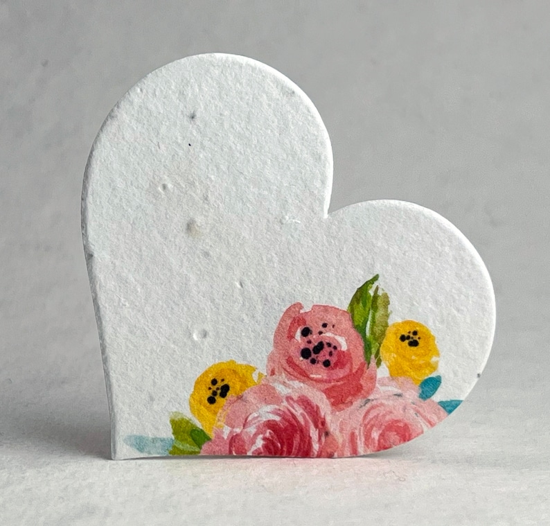 Floral Seed Paper Hearts 2.85w x 2.5h Double Sided with planting instructions image 4