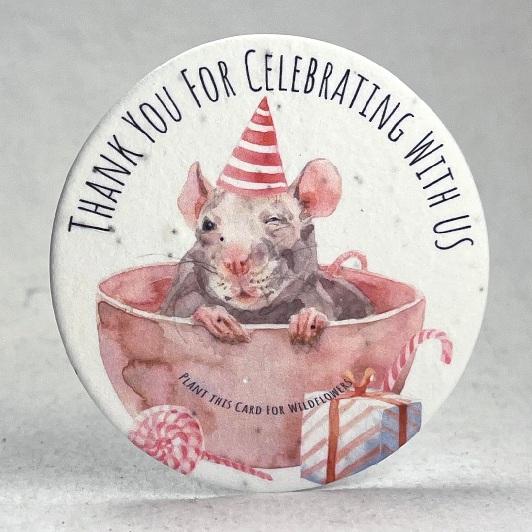 Rat Party Favor Thank You Seed Paper 3.25