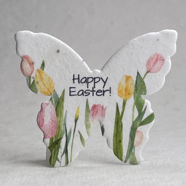 Custom, Personalized Large Floral Handmade Seed Paper Butterflies 3"w x 2.85"h Wildflower for Weddings, Events, Memorials Set of 18