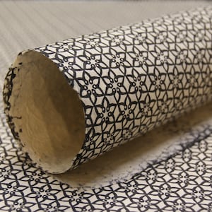 Black and Grey Star Flower pattern handmade Wrapping Paper gift wrap 3 or 10 sheets geometric print