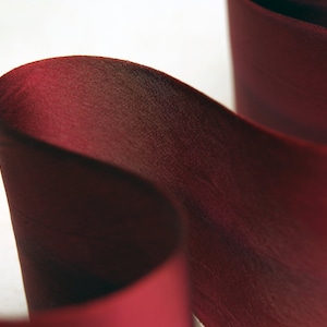 Red Hand Dyed Silk Satin Ribbon 62mm 2.5&quot; - 3 yards Bias Cut Holiday Red 012 Christmas Decorating