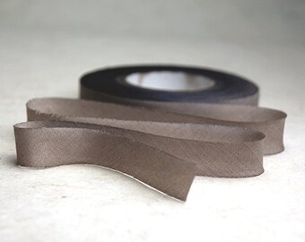 Hand Dyed Silk Ribbon - Dusty Grey Blend 524 - 3 yards Bias Cut Length - Four Widths - 1/2", 5/8", 1", 1.5"
