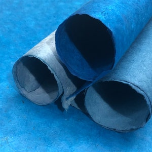 Seattle Blues set of three handmade Wrapping Paper gift wrap Cobalt/Periwinkle/Spruce Lotka fiber