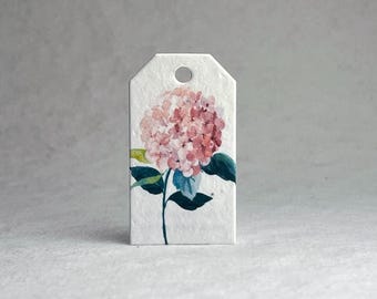 Bulk Watercolor Flower Seed Paper Gift Tag Set of 100 Tiny Tags Pink Hydrangea