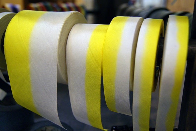 Hand Dyed Silk Ribbon Yellow and White Blend 061 3 yards Bias Cut Length Five Widths 1/2, 5/8, 1, 1.5, 2.5 image 6