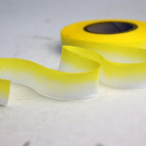 Hand Dyed Silk Ribbon Yellow and White Blend 061 3 yards Bias Cut Length Five Widths 1/2, 5/8, 1, 1.5, 2.5 5/8 Inches