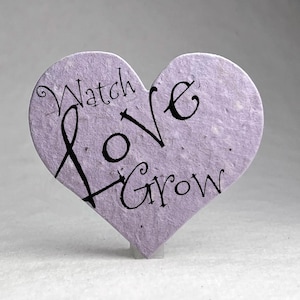 Bulk Large "Watch Love Grow" Seed Paper Hearts 2.85"w x 2.5"h Wildflower for Weddings or Events set of 90