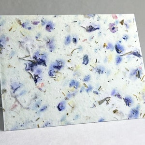 Large Recycled Purple Flower Petals and Wildflower Seed Plantable Card Set of 4 with envelopes and guides