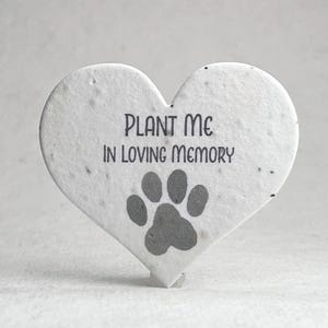 Pet Memorial Pawprint In Loving Memory Handmade Wildflower Seed Paper Hearts - 2.85"w x 2.5"h - Set of 24 or 100