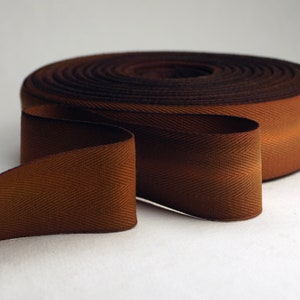 Hand Dyed Natural Cotton Twill Tape Ribbon 36mm 1.5&quot; Rich Brown #036 three yard cutting Made in the USA