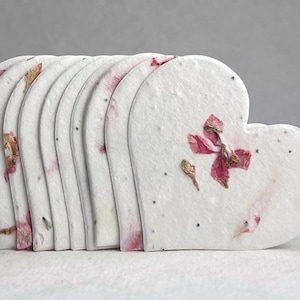 Large Pink Seed Paper Hearts 2.85"w x 2.5"h Wildflower Pink Flower Petals for Weddings or Events #24s, set of 24