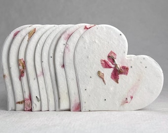 Large Pink Seed Paper Hearts 2.85&quot;w x 2.5&quot;h Wildflower Pink Flower Petals for Weddings or Events #24s, set of 24