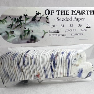 Seed Paper Hearts - 1.75" x 1.5" - Set of 50 - Wildflower Purple Petal Recycled #45s