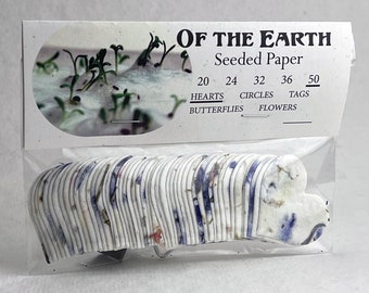 Seed Paper Hearts - 1.75" x 1.5" - Set of 50 - Wildflower Purple Petal Recycled #45s