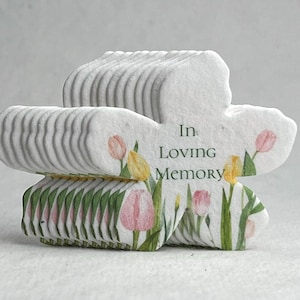 In Loving Memory - Handmade Wildflower Seed Paper Tags - Flower Shape - 2.5" x 2.4" - Memorial Celebration of Life Favors - Set of 24