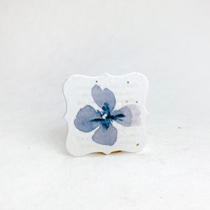 Floral Watercolor Wildflower Seed Paper Tags 1.75 x 1.75 Planting Directions on Reverse Set of 20 or 100 Periwinkle Flower